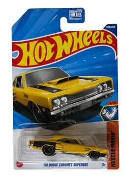 Hot Wheels 69 Dodge Coronet Superbee Yellow Black Muscle Mania 208/250 2024